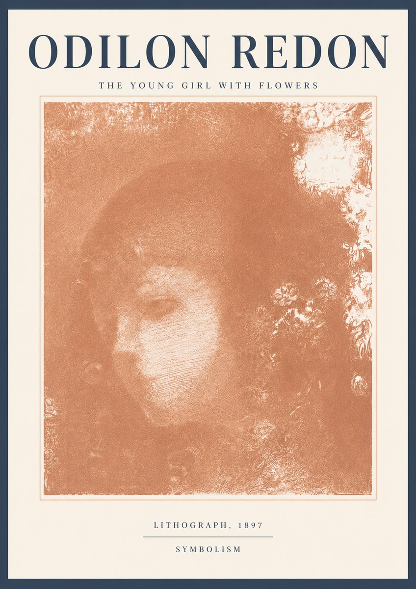 Odilon Redon The Young Girl with Flowers No5 - Juliste