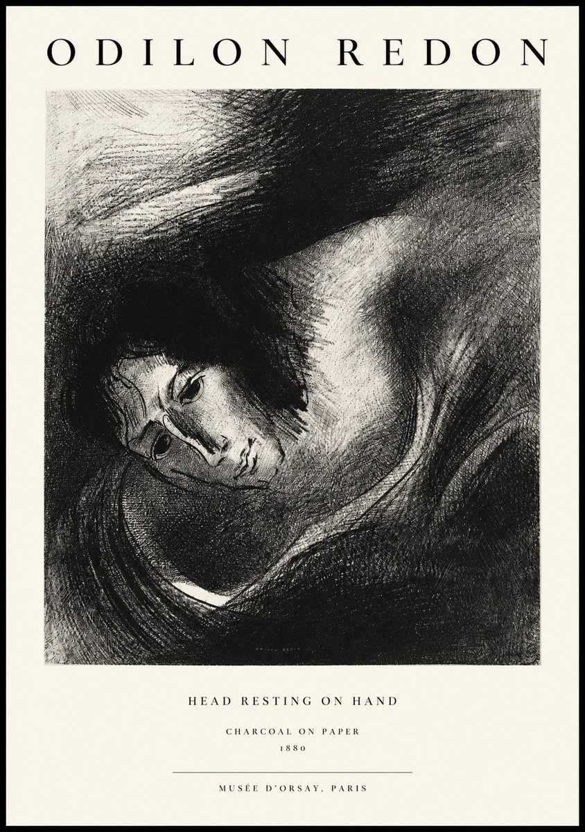 Odilon Redon Head Resting on Hand No1 - Juliste
