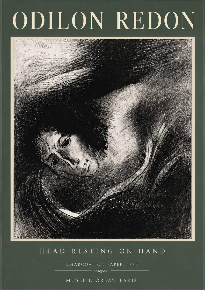 Odilon Redon Head Resting on Hand No6 - Juliste