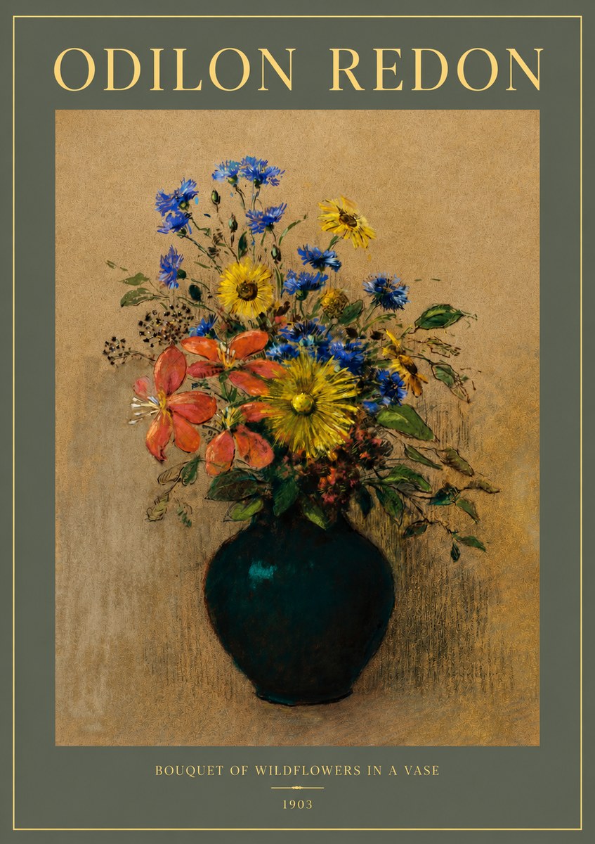 Odilon Redon Bouquet of Wildflowers in a Vase No2 - Juliste
