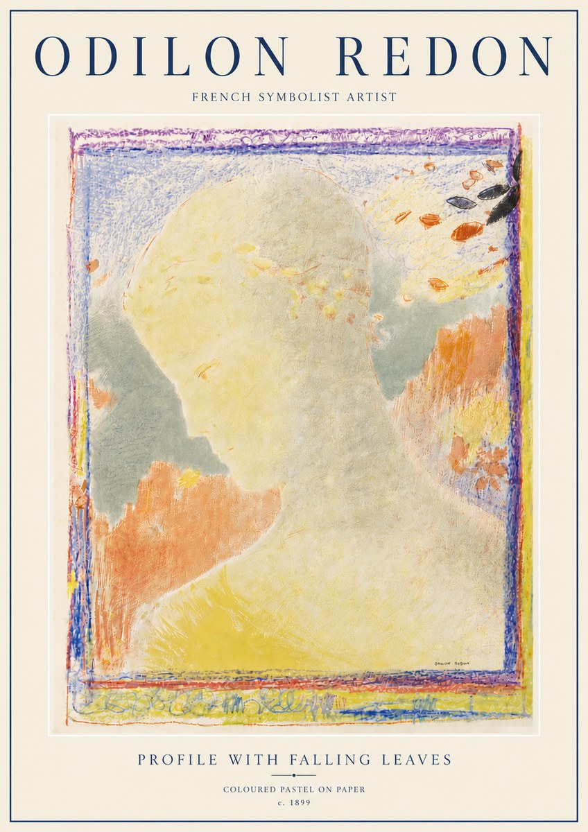 Odilon Redon Profile with Falling Leaves No6 - Juliste