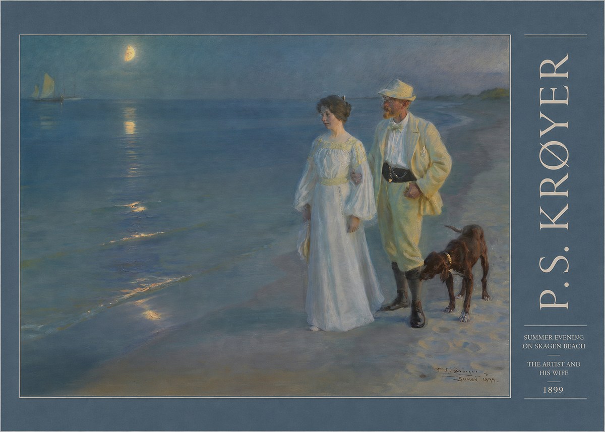 P.S. Krøyer Summer Evening on Skagen Beach — the Artist and His Wife No3 - Juliste