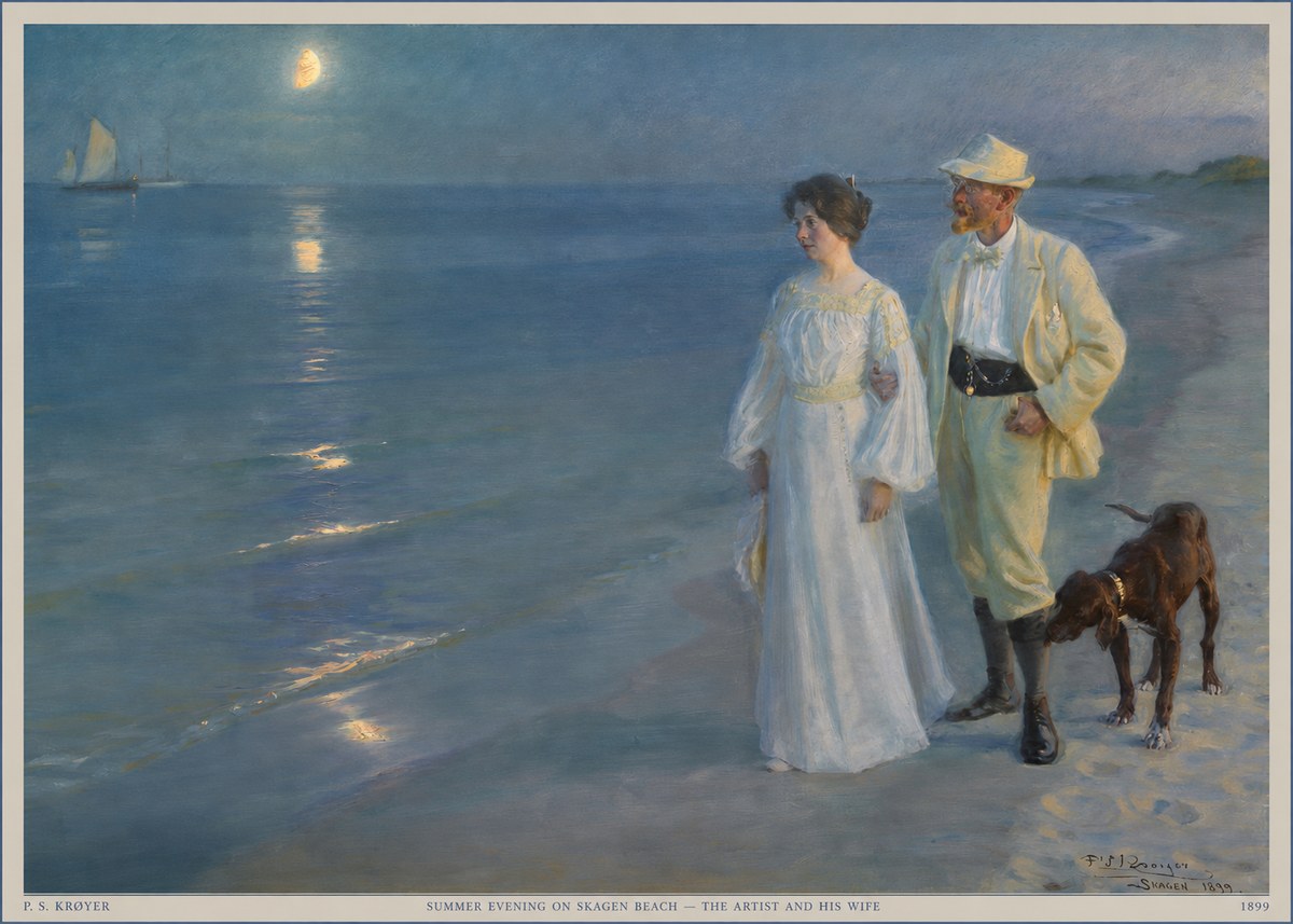 P.S. Krøyer Summer Evening on Skagen Beach — the Artist and His Wife No5 - Juliste