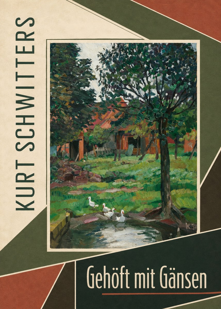 Kurt Schwitters Gehöft Mit Gänsen No3 - Juliste