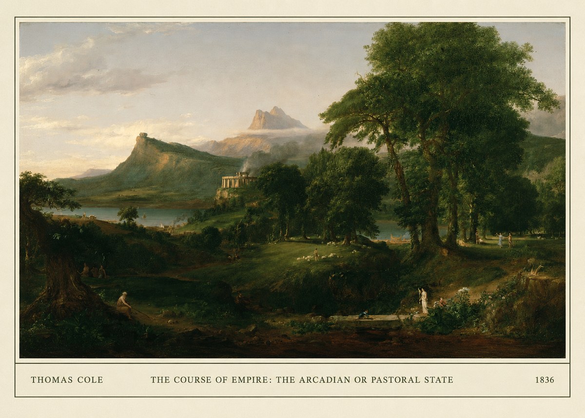 Thomas Cole The Course of Empire - the Arcadian or Pastoral State No5 - Juliste
