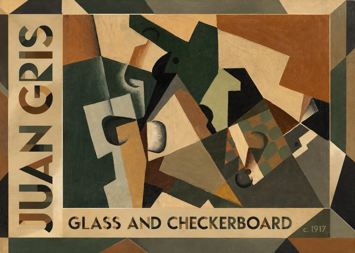 Juan Gris Glass and Checkerboard No1 - Juliste
