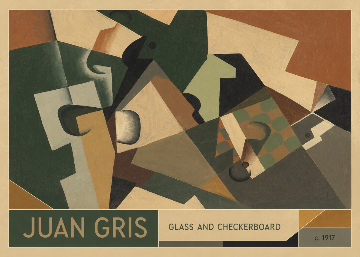 Juan Gris Glass and Checkerboard No2 - Juliste