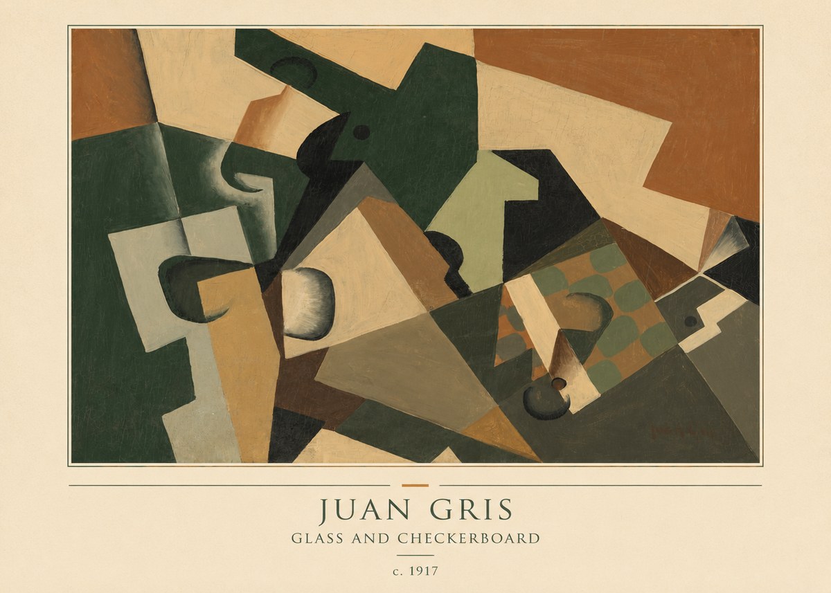 Juan Gris Glass and Checkerboard No4 - Juliste