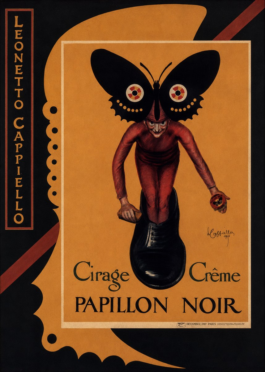Leonetto Cappiello Cirage Crème Papillon Noir No2 - Juliste