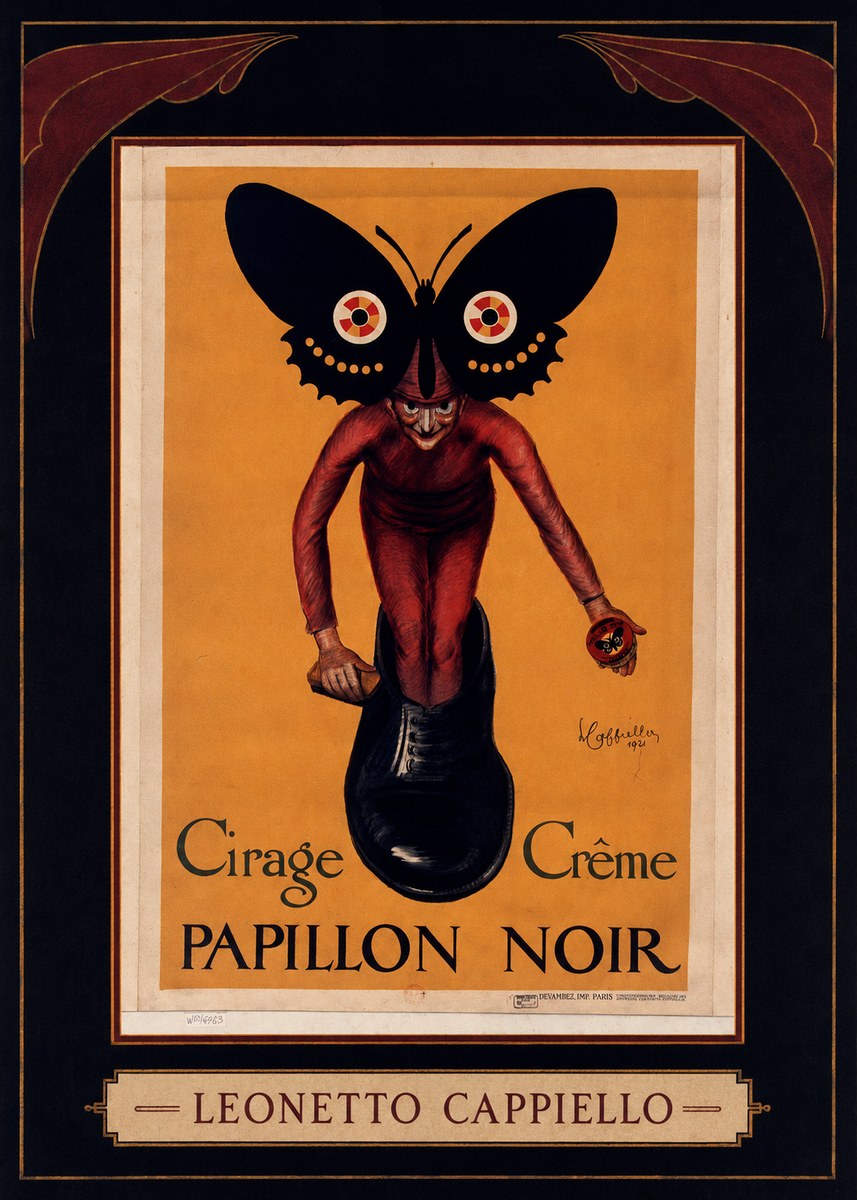 Leonetto Cappiello Cirage Crème Papillon Noir No4 - Juliste