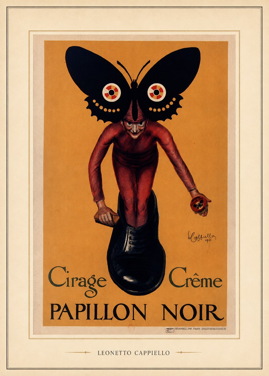 Leonetto Cappiello Cirage Crème Papillon Noir No5 - Juliste
