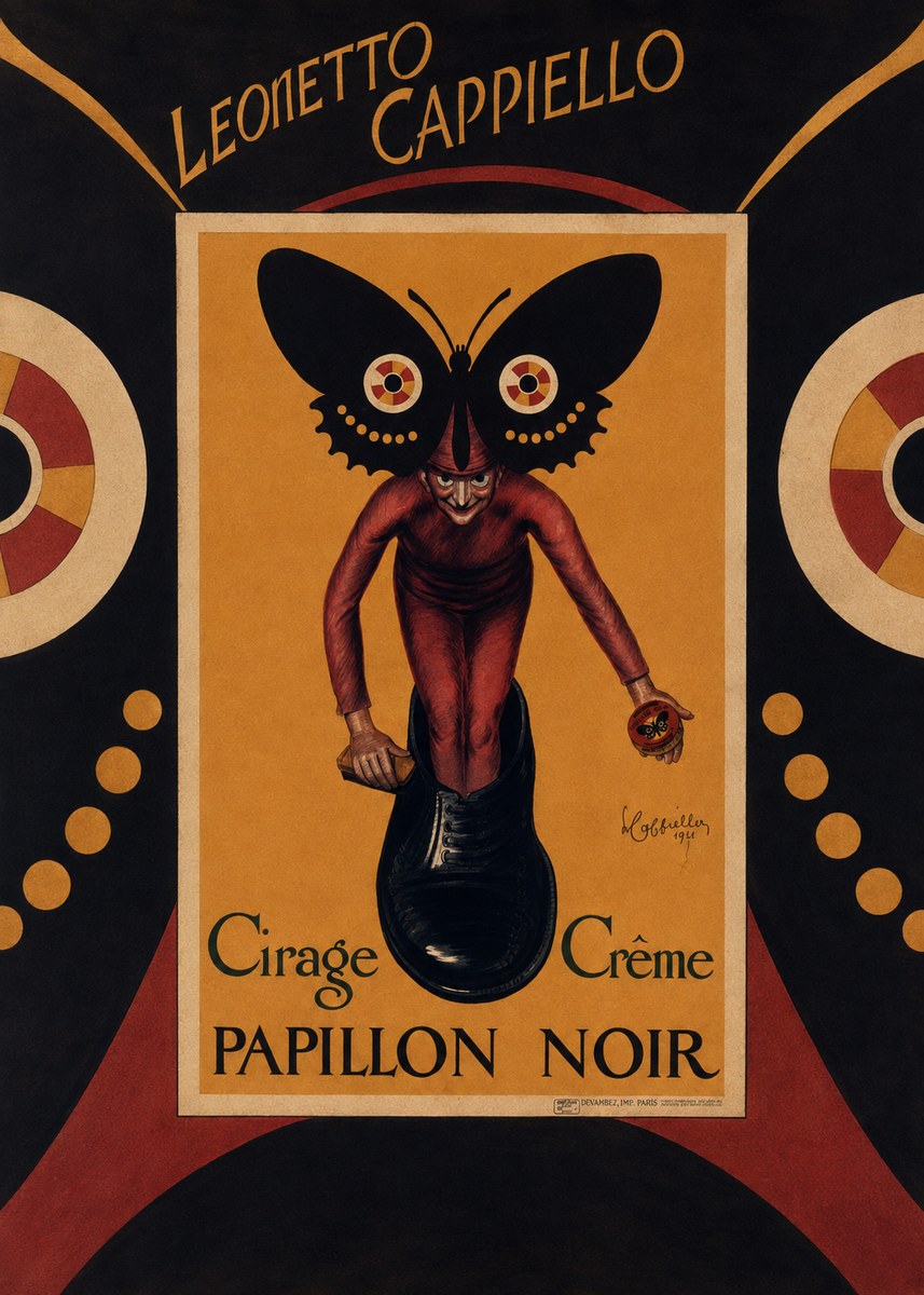 Leonetto Cappiello Cirage Crème Papillon Noir No6 - Juliste
