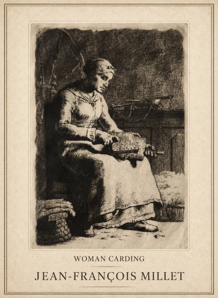 Jean-François Millet Woman Carding No1 - Juliste