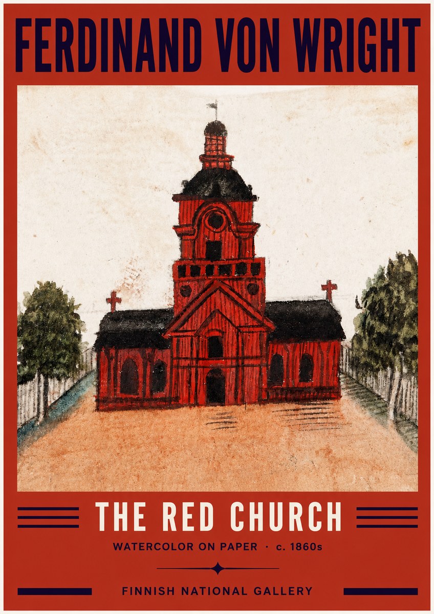 Ferdinand von Wright The Red Church No2 - Juliste