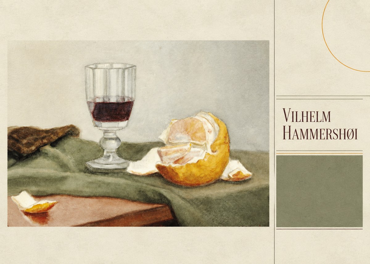 Vilhelm Hammershøi Still Life with Wine Glass and Orange No5 - Juliste