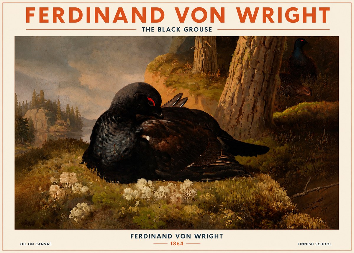 Ferdinand von Wright The Black Grouse No2 - Juliste