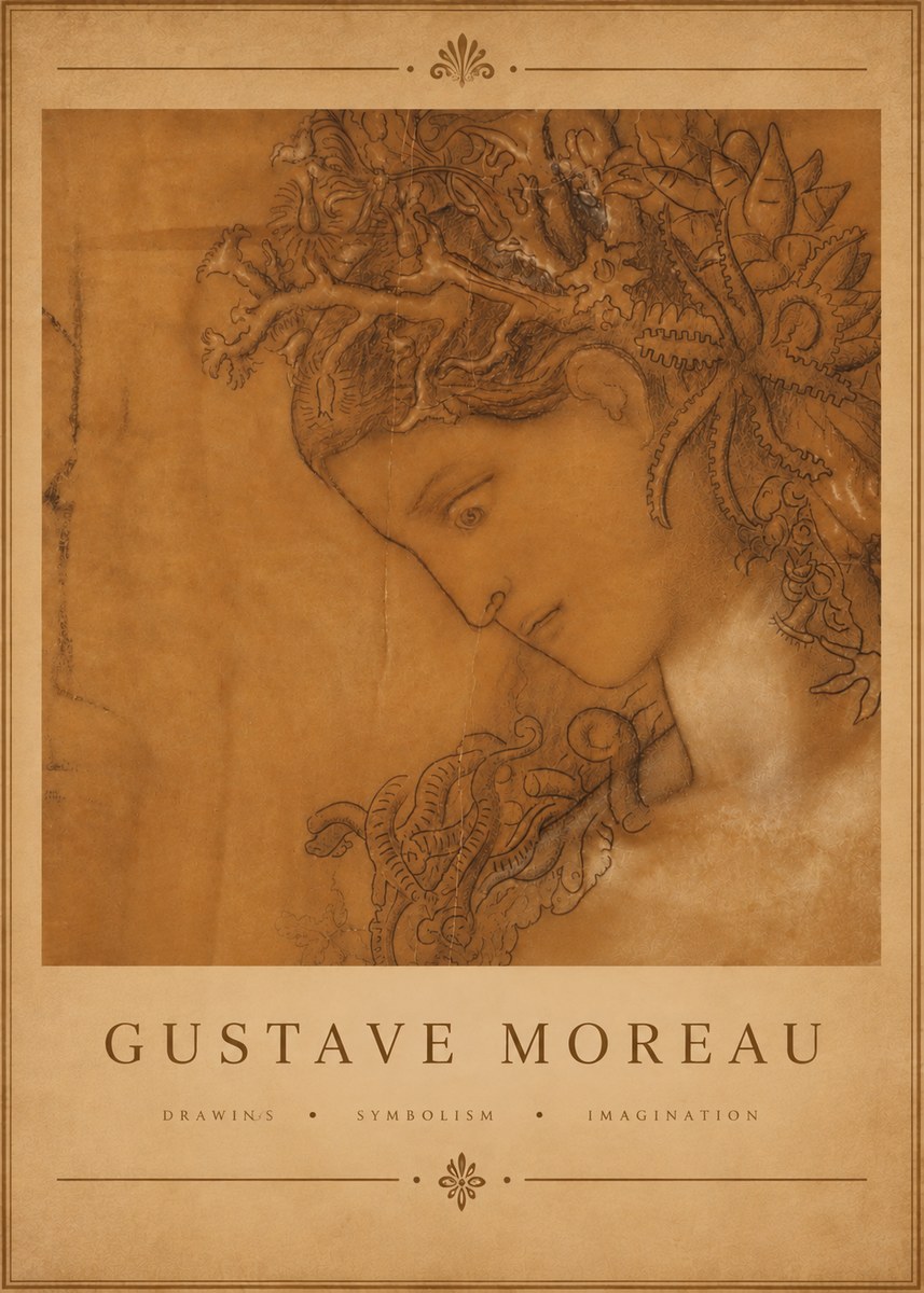 Gustave Moreau Head of a Woman No5 - Juliste
