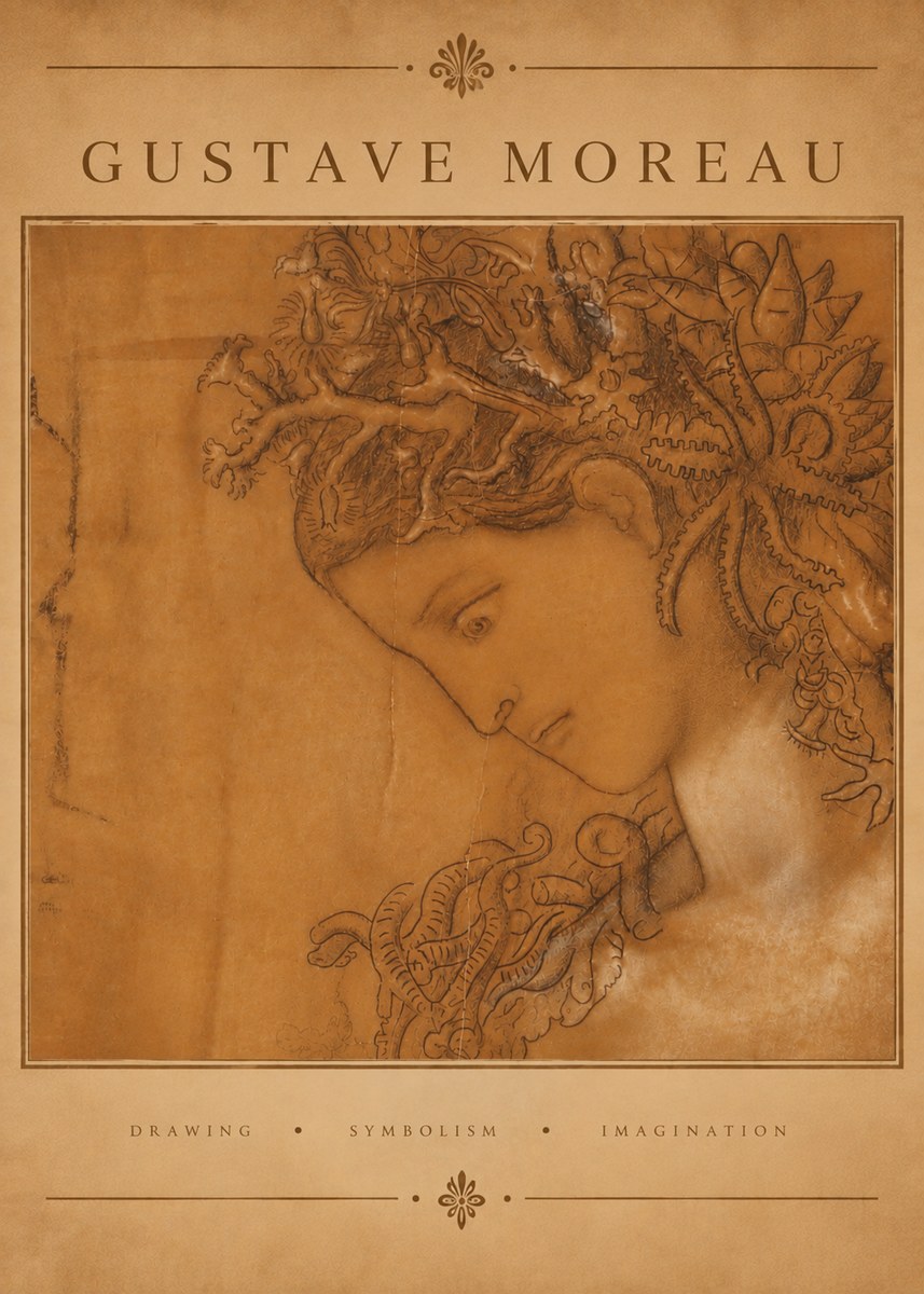 Gustave Moreau Head of a Woman No6 - Juliste