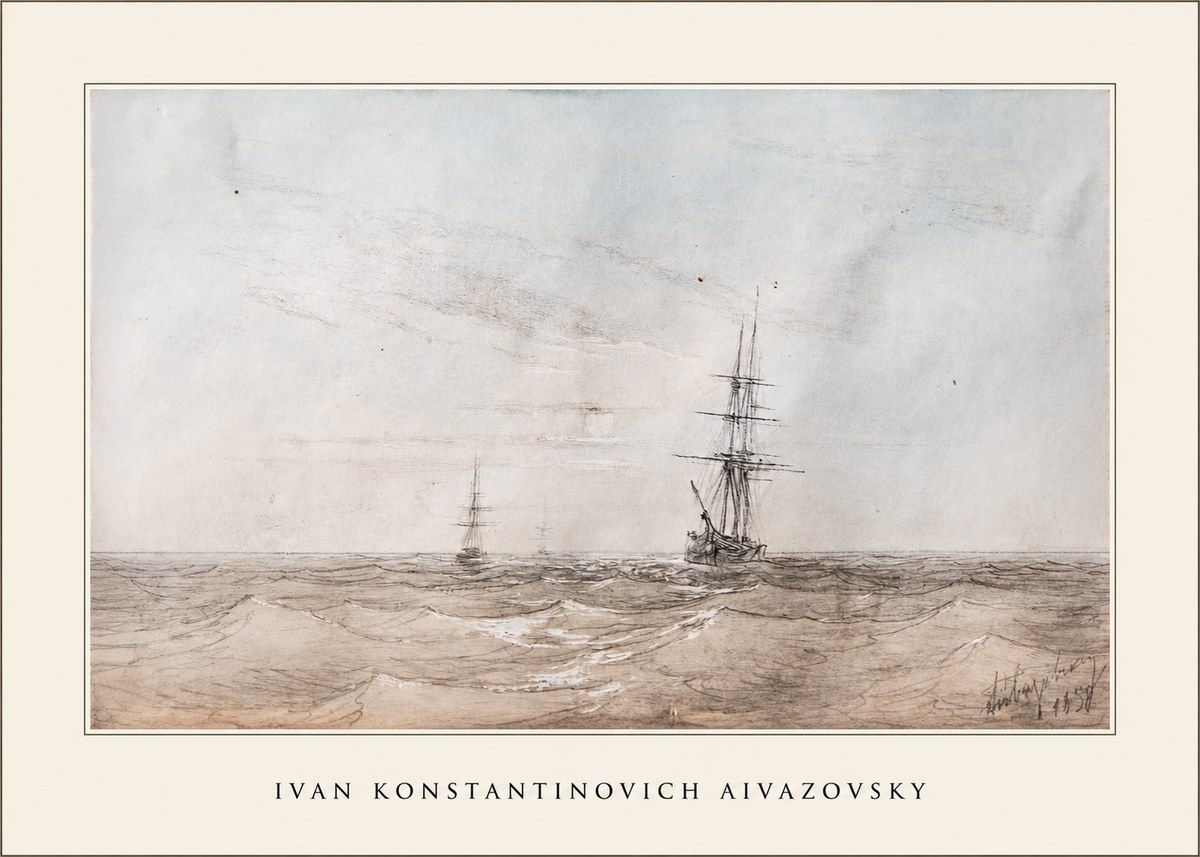 Ivan Konstantinovich Aivazovsky Two Sailing Ships at Sea No4 - Juliste