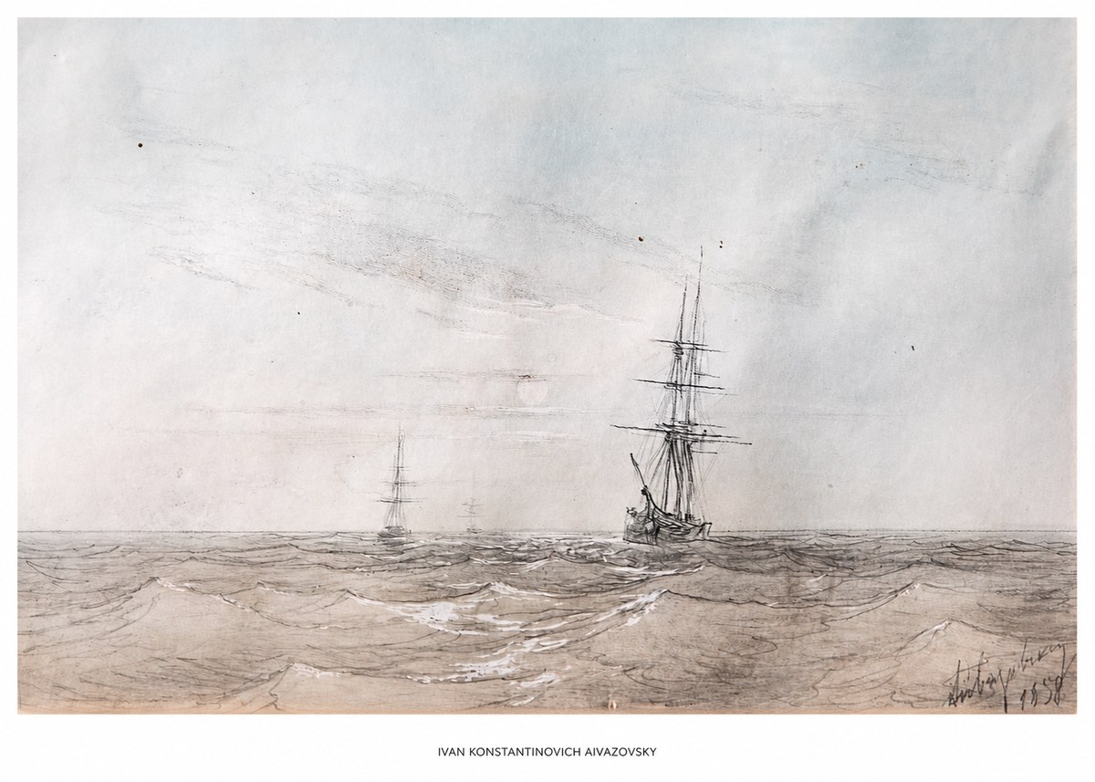 Ivan Konstantinovich Aivazovsky Two Sailing Ships at Sea No5 - Juliste