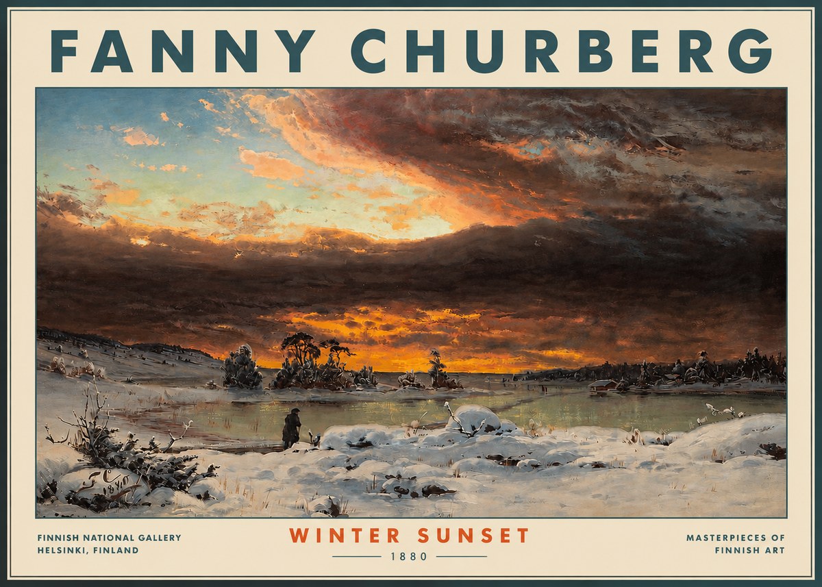 Fanny Churberg Winter Sunset No3 - Juliste