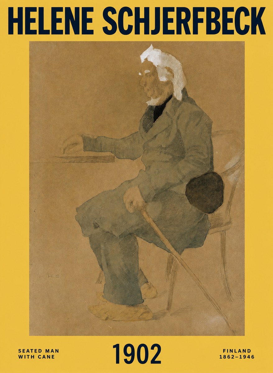 Helene Schjerfbeck Seated Man with Cane No2 - Juliste