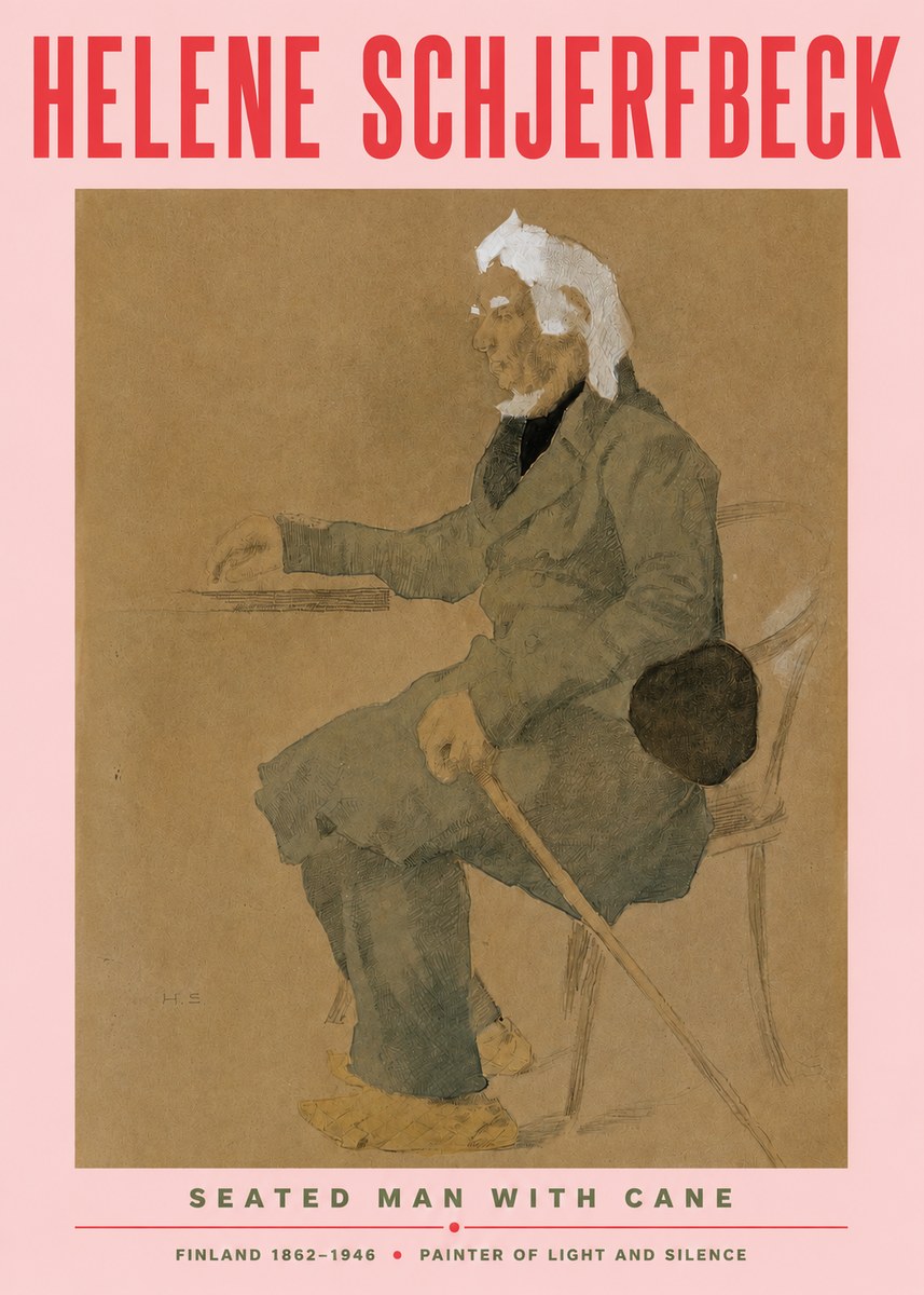 Helene Schjerfbeck Seated Man with Cane No3 - Juliste