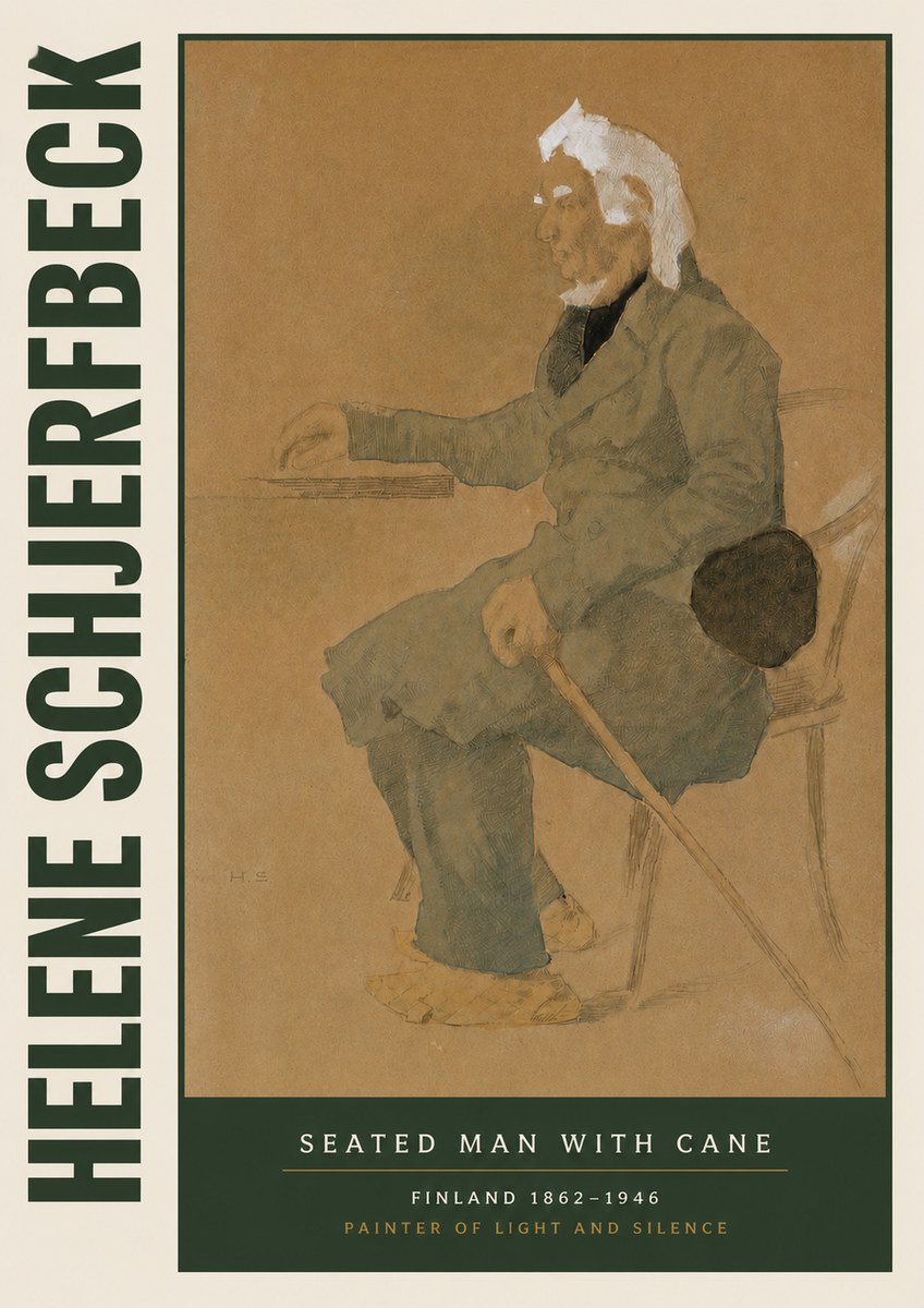 Helene Schjerfbeck Seated Man with Cane No4 - Juliste
