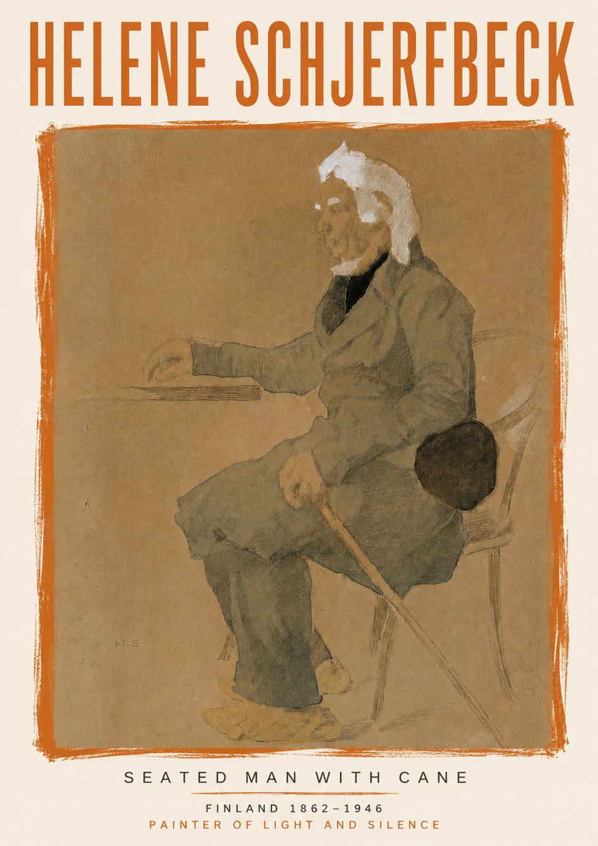 Helene Schjerfbeck Seated Man with Cane No6 - Juliste