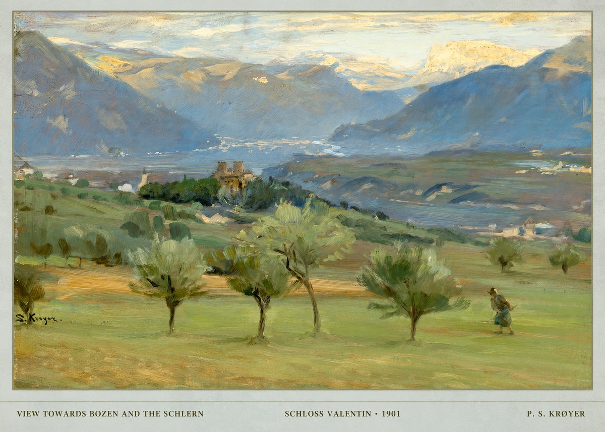 P.S. Krøyer View Towards Bozen and the Schlern No5 - Juliste