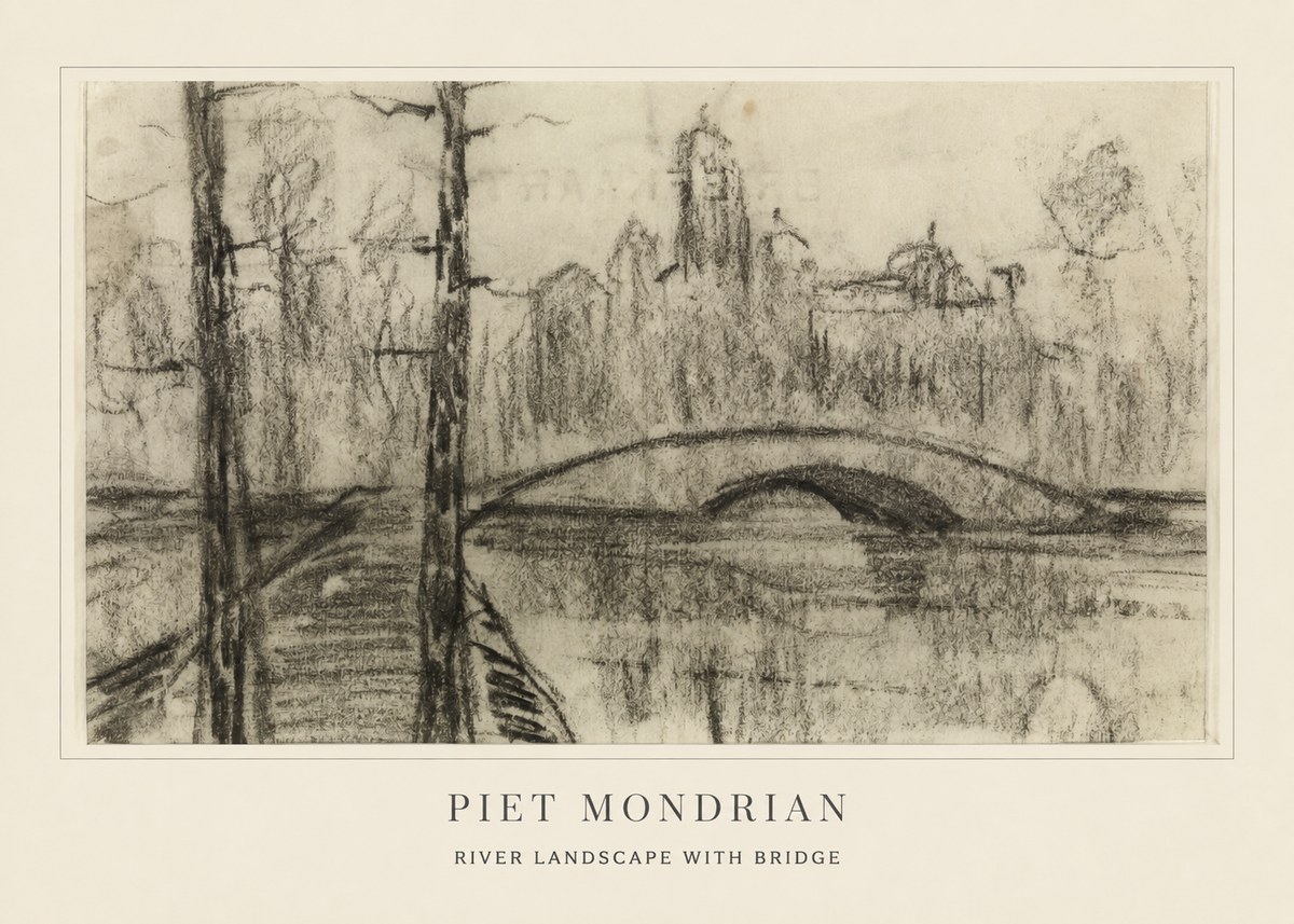 Piet Mondrian River Landscape with Bridge No4 - Juliste