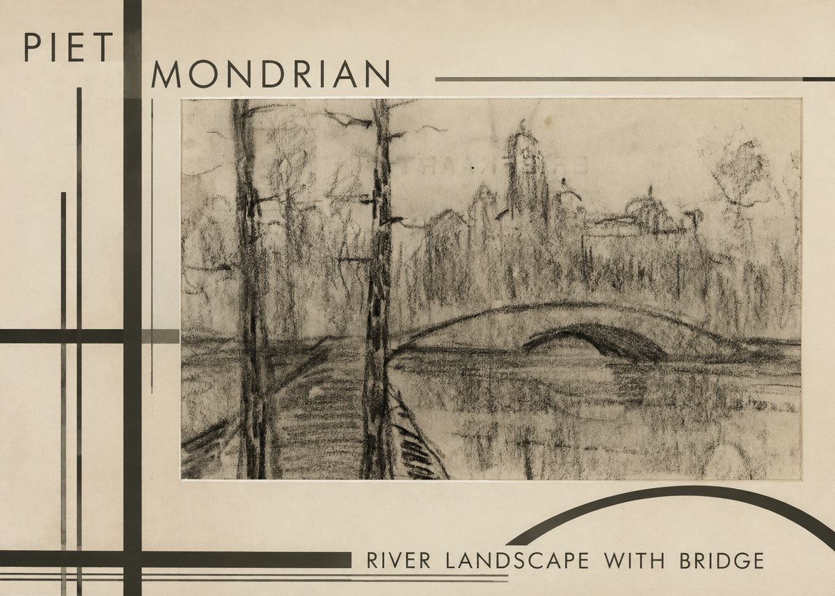 Piet Mondrian River Landscape with Bridge No6 - Juliste
