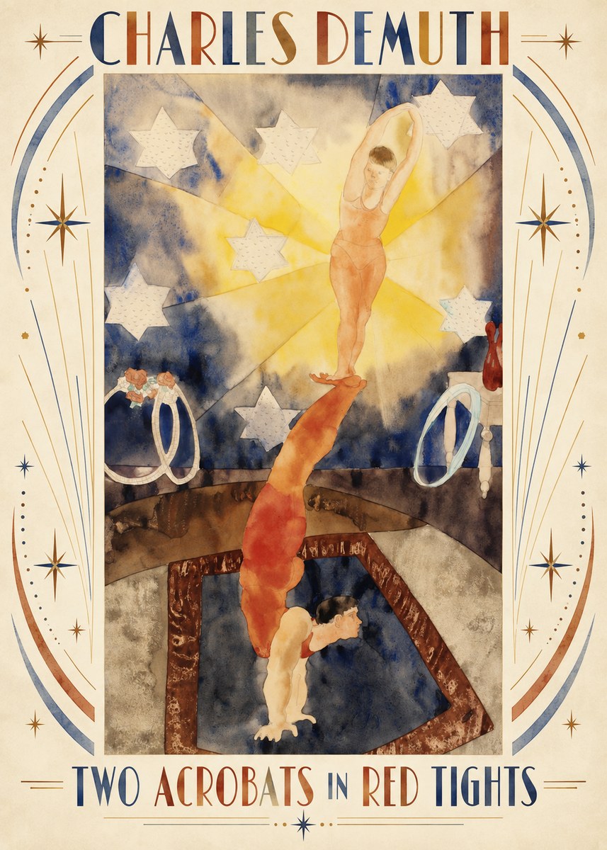 Charles Demuth Two Acrobats in Red Tights No3 - Juliste