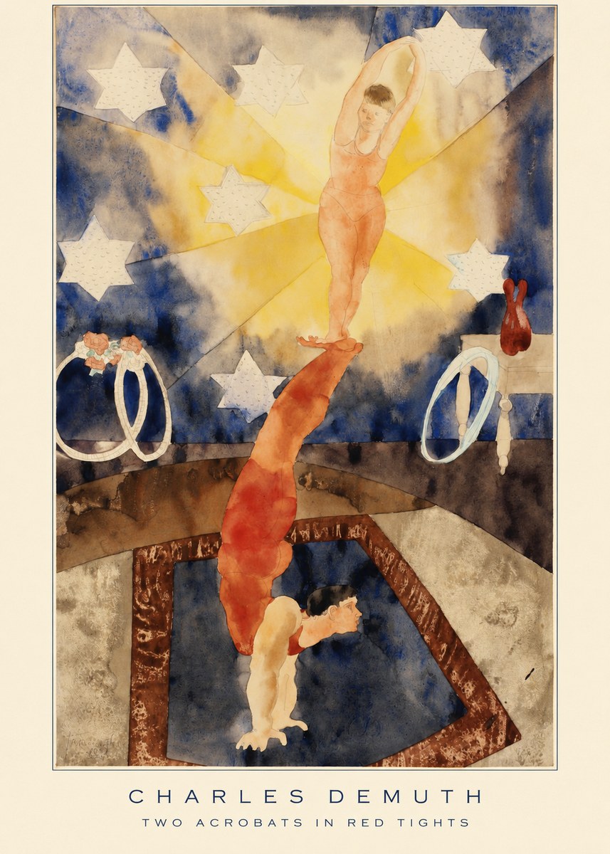 Charles Demuth Two Acrobats in Red Tights No6 - Juliste