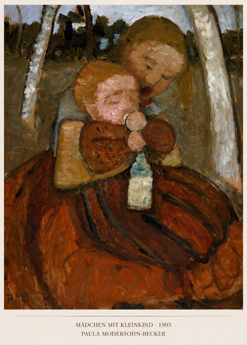 Paula Modersohn-Becker Mädchen Mit Kleinkind I No5 - Juliste