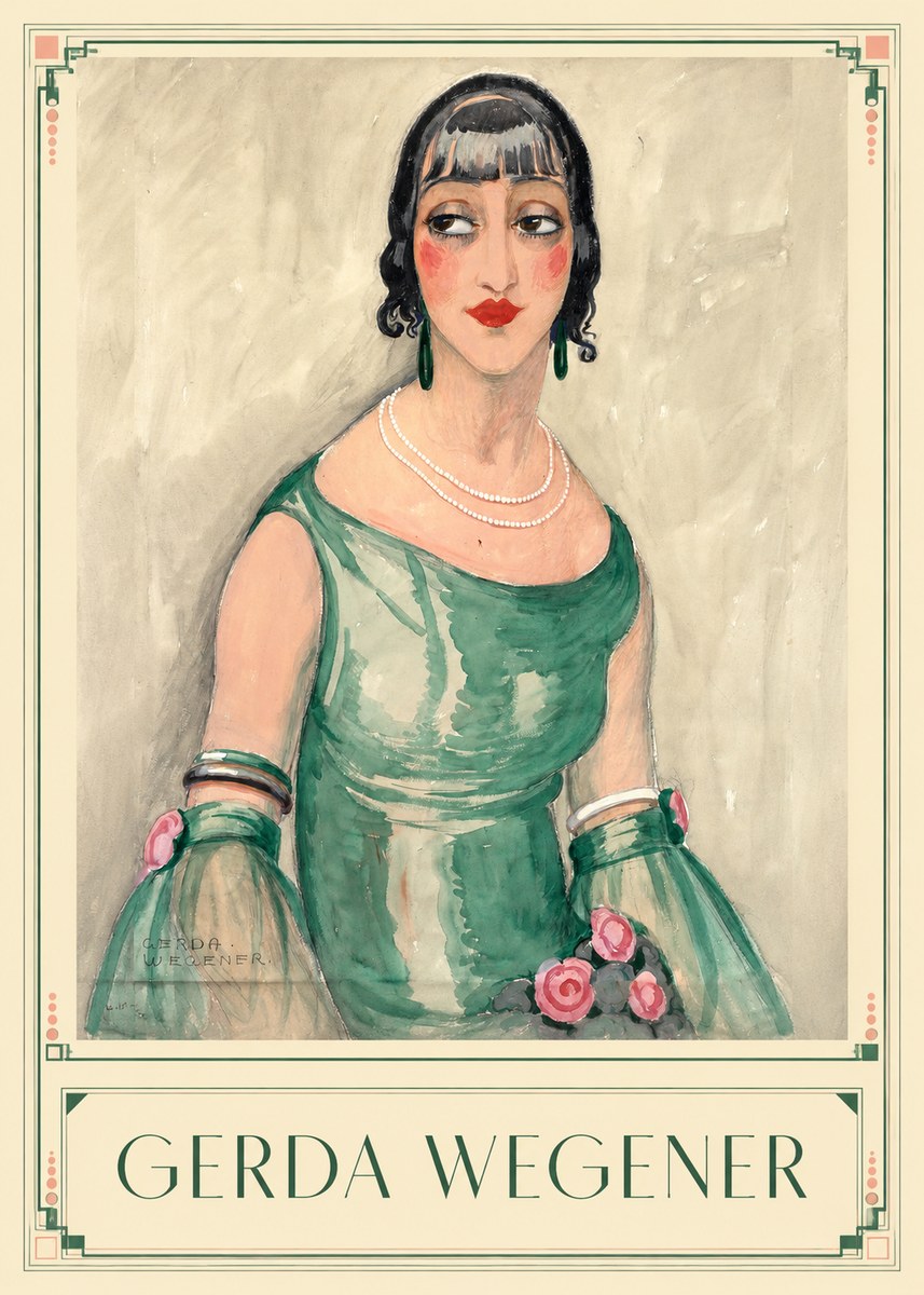 Gerda Wegener Portrait of a Woman in Green Dress No1 - Juliste