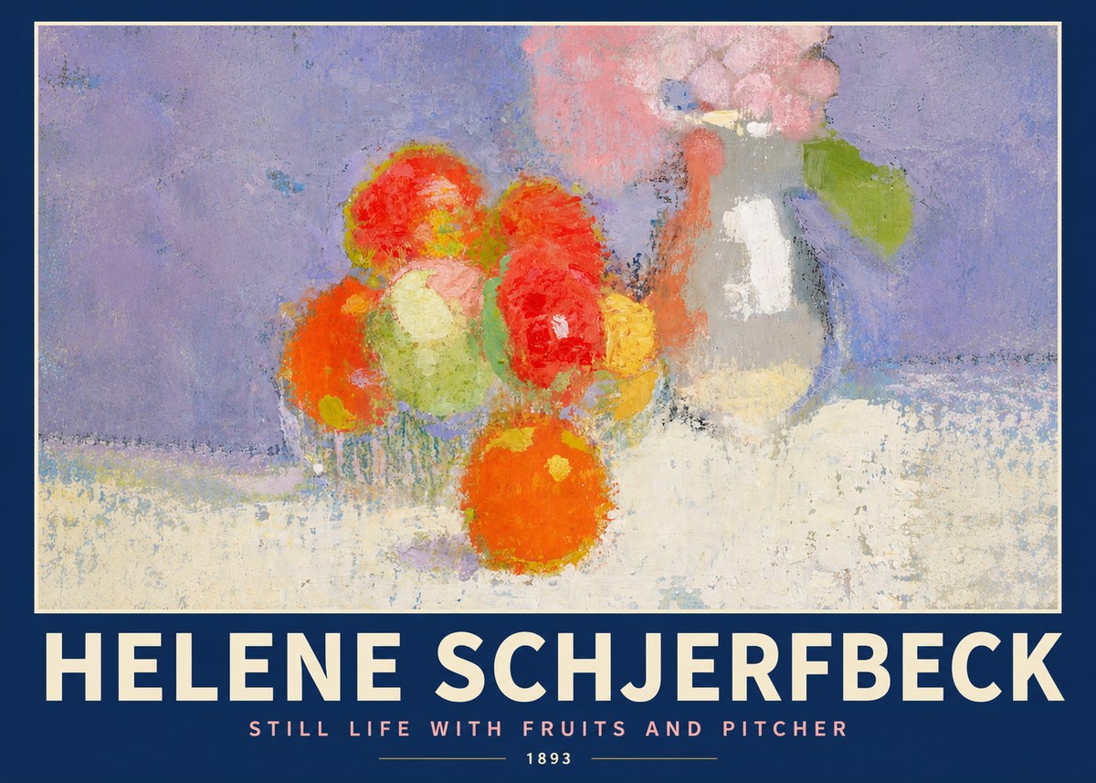 Helene Schjerfbeck Still Life with Fruits and Pitcher No4 - Juliste