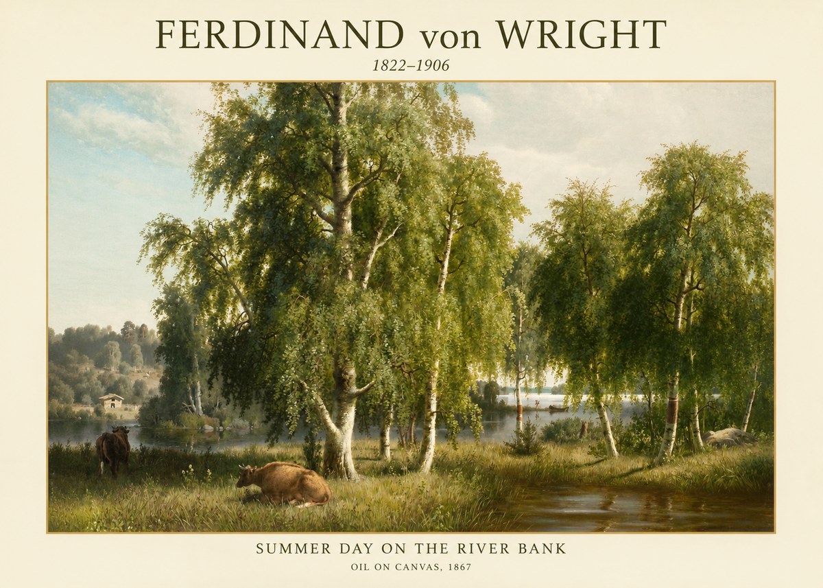 Ferdinand von Wright Summer Day on the River Bank No1 - Juliste
