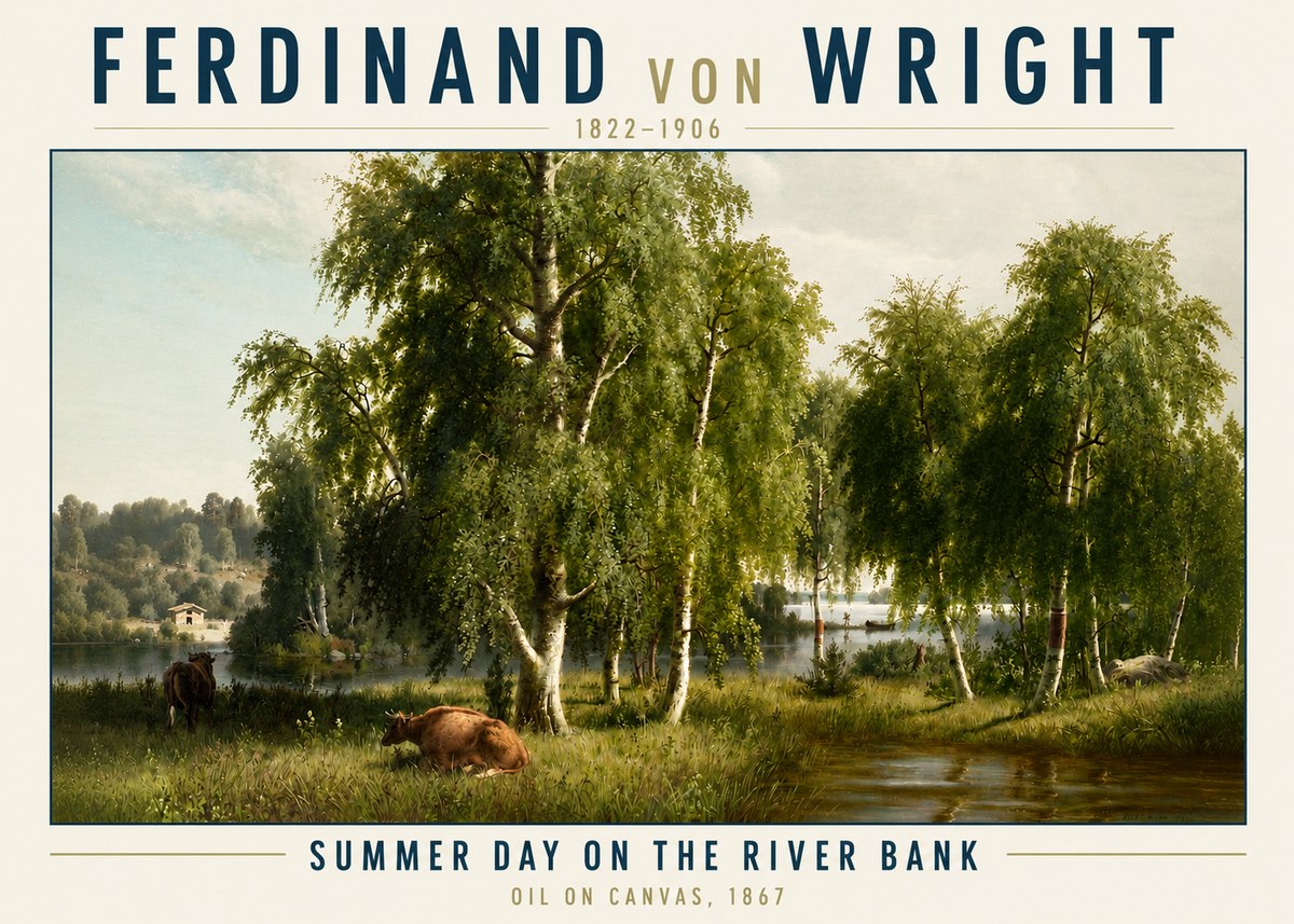 Ferdinand von Wright Summer Day on the River Bank No3 - Juliste