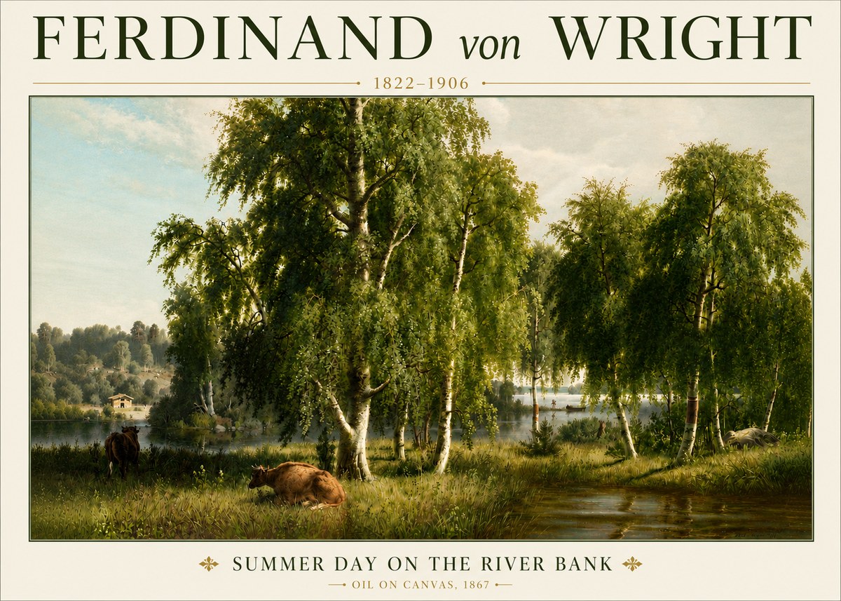 Ferdinand von Wright Summer Day on the River Bank No4 - Juliste