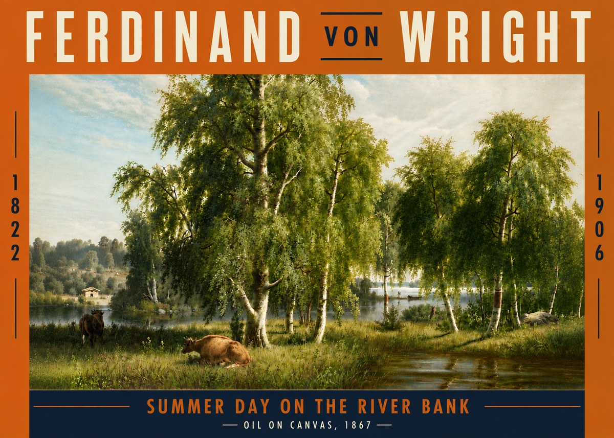 Ferdinand von Wright Summer Day on the River Bank No5 - Juliste