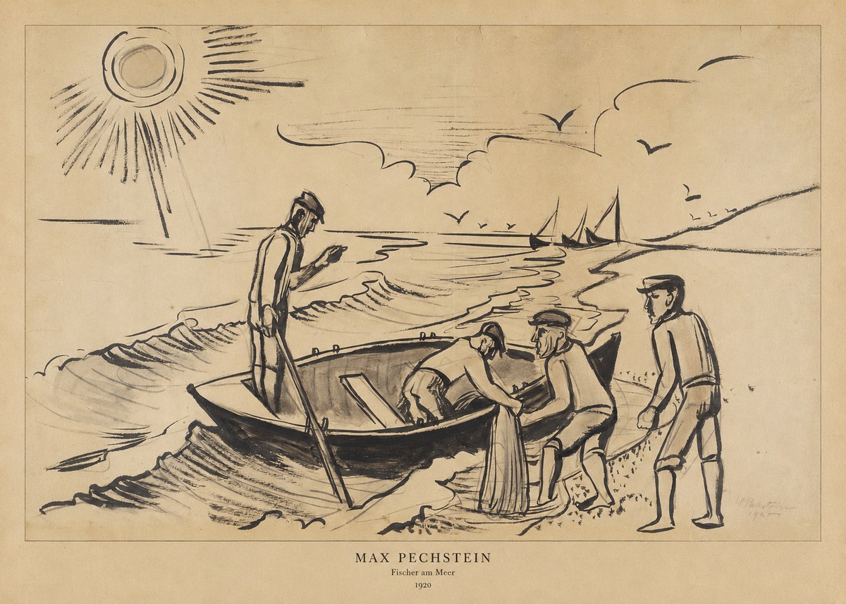 Max Pechstein Fischer Am Meer - 1920 No6 - Juliste