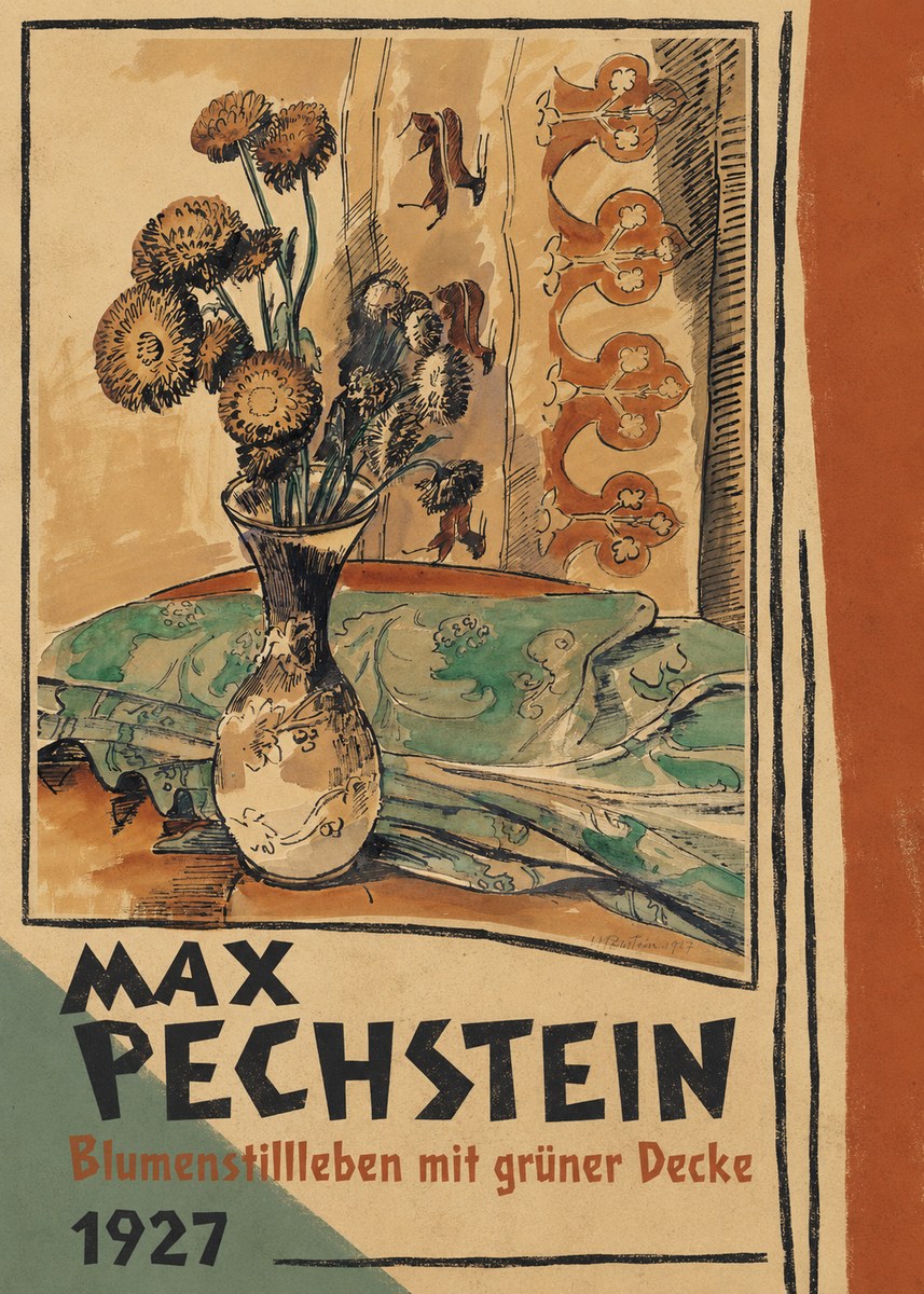 Max Pechstein Blumenstillleben Mit Grüner Decke No2 - Juliste