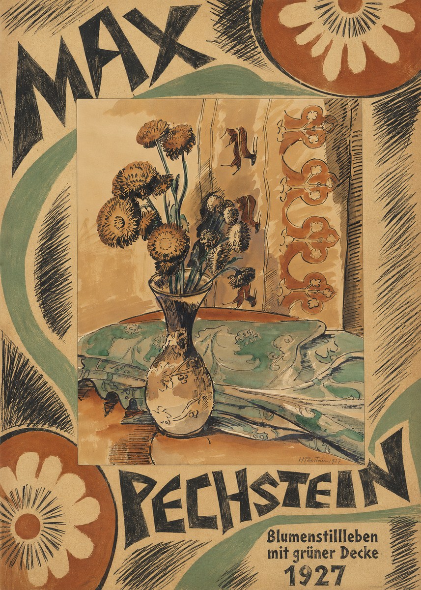 Max Pechstein Blumenstillleben Mit Grüner Decke No6 - Juliste