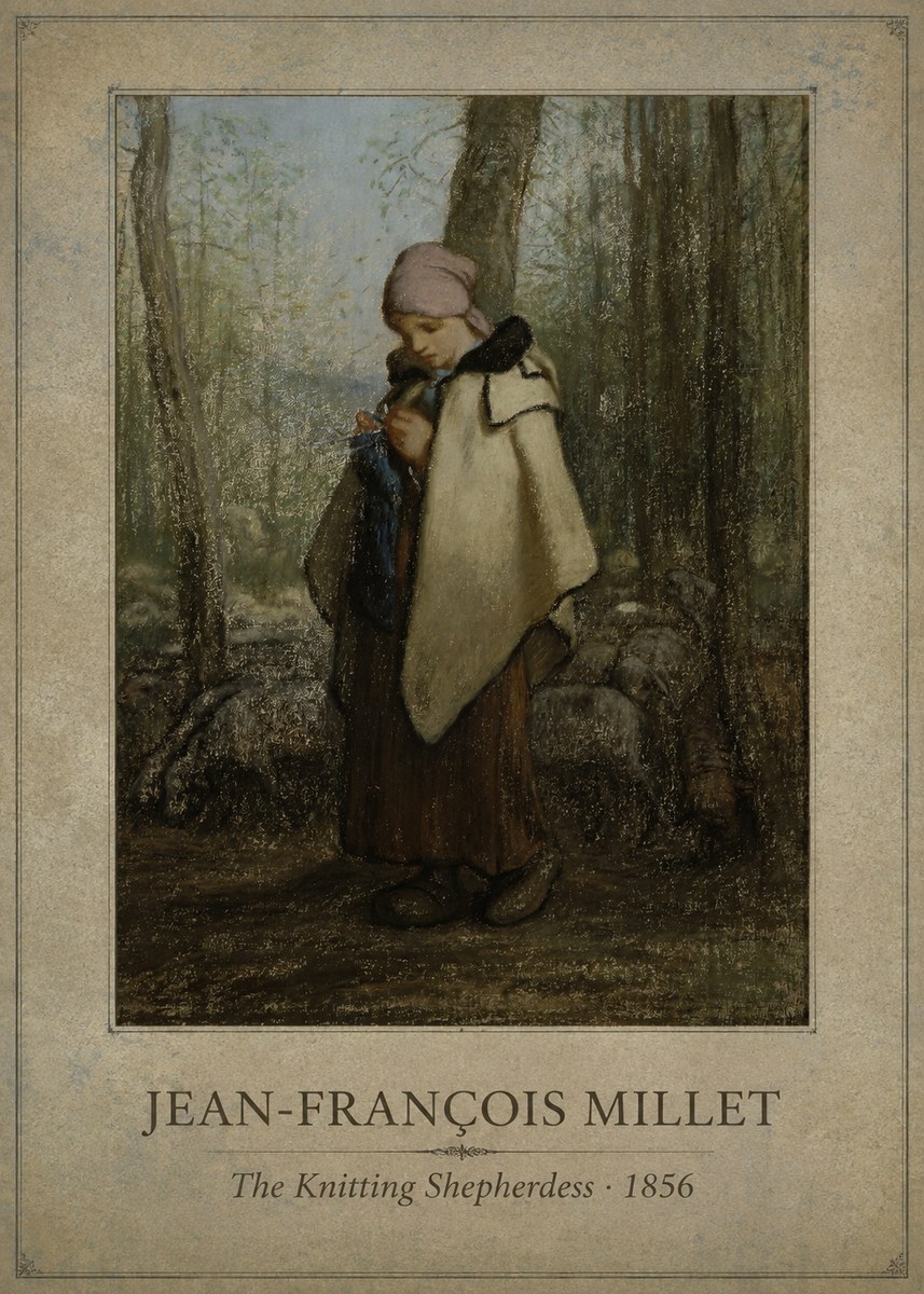 Jean-François Millet The Knitting Shepherdess · 1856 No1 - Juliste