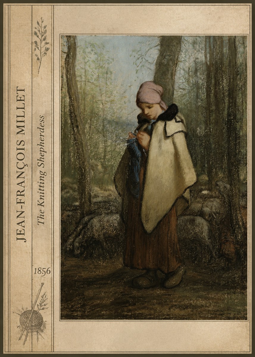 Jean-François Millet The Knitting Shepherdess · 1856 No3 - Juliste