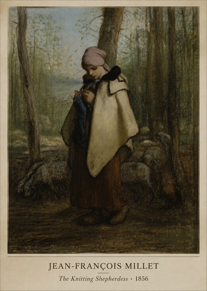 Jean-François Millet The Knitting Shepherdess · 1856 No5 - Juliste