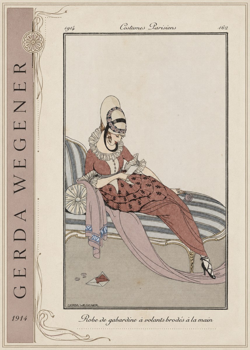 Gerda Wegener Robe De Gabardine À Volants Brodés À La Main II No2 - Juliste