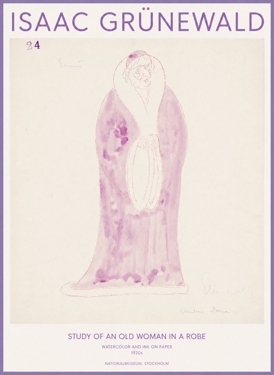 Isaac Grünewald Study of an Old Woman in a Robe No1 - Juliste