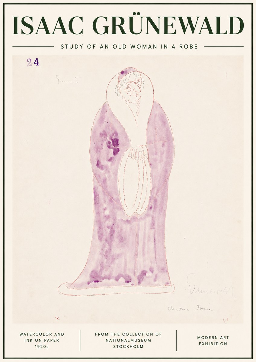 Isaac Grünewald Study of an Old Woman in a Robe No3 - Juliste